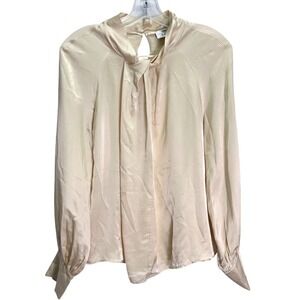 Paris Atelier & Other Stories Beige Cream Twist Neck Long Sleeve Blouse Top Sz S